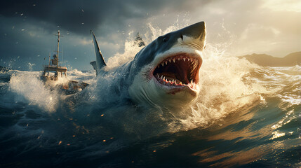shark in the sea desktop wallpaper
