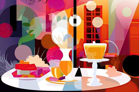 Café chromatica: A vivid terrace illustration