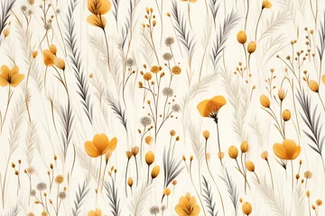 Foto op Canvas Fond de motif sans couture de prairie abstraite simpliste. IA générative, IA © Merilno