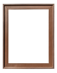 Classic wooden frame isolated on a transparent background. PNG cutout or clipping path.