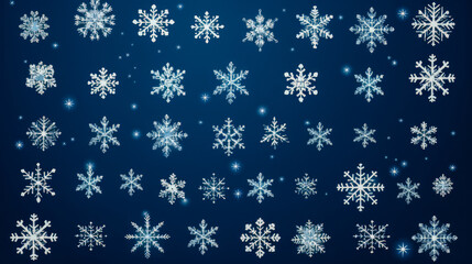 Snowflakes on a black background. Christmas and New Year background.