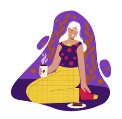 Woman with coffee cup vector concept