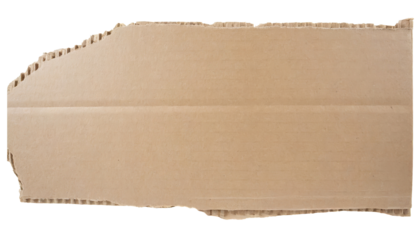 ripped cardboard piece paper note  Isolated on a transparent background. PNG cutout or clipping path.	
