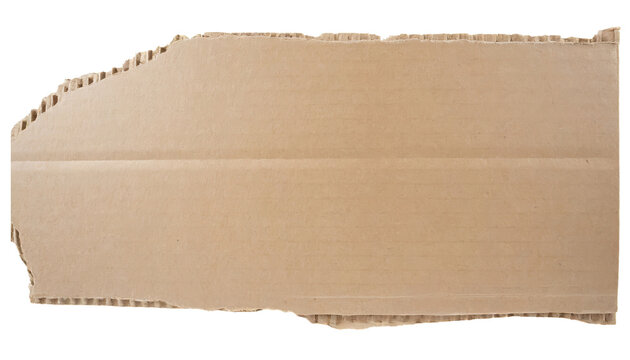 ripped cardboard piece paper note  Isolated on a transparent background. PNG cutout or clipping path.	
