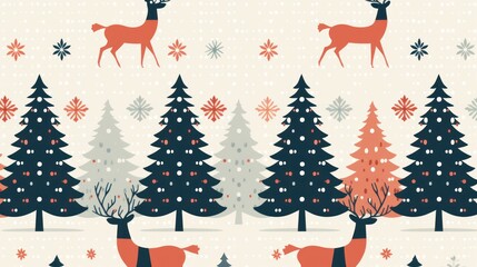 Handmade Seamless Christmas Pattern with Reindeer