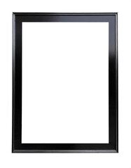 modern black steel metal frame, black thin wooden empty picture frame , isolated on a transparent background. PNG, cutout, or clipping path.	
