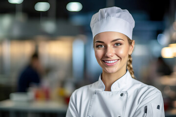 A Smiling Chef Woman Ready to Serve Delicious Food
