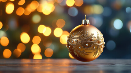 Close up of a beautiful Christmas ball on blurred background