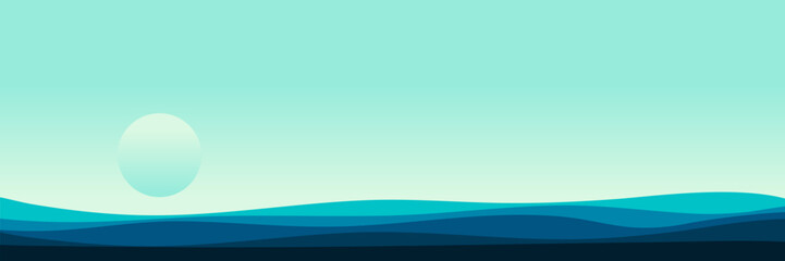 landscape blue sea horizon wavy line pattern vector design illustration good for wallpaper, backdrop, background, web banner, and design template