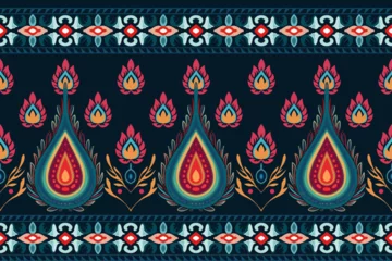 Photo sur Plexiglas Style bohème Abstract ethnic pattern flower design. Aztec fabric boho mandalas textile wallpaper. Tribal native motif African American sari elegant embroidery vector background 