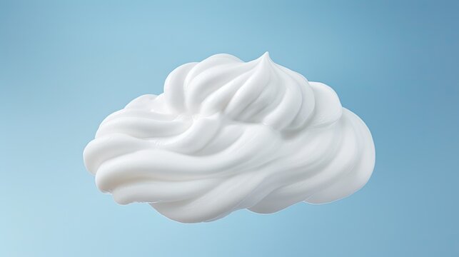  a close up of a whipped cream on a blue background with a white cloud in the middle of the image.  generative ai