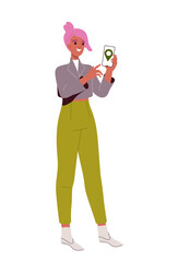 Happy person with smartphone vector