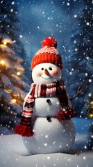 Intricate Detailed Adorable Christmas Snowman - Photorealistic Digital Art with Winter Backlighting