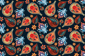 Abstract ethnic pattern flower design. Aztec fabric boho mandalas textile wallpaper. Tribal native motif African American sari elegant embroidery vector background 