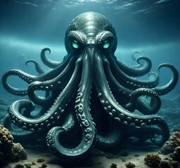Obraz premium Kraken: The Enormous Sea Monster of Legends. generative AI