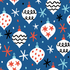 Christmas Seamless Pattern Blue Christmas Digital Paper Christmas Background Hand drawn Christmas Pattern