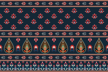 Abstract ethnic pattern flower design. Aztec fabric boho mandalas textile wallpaper. Tribal native motif African American sari elegant embroidery vector background  - obrazy, fototapety, plakaty