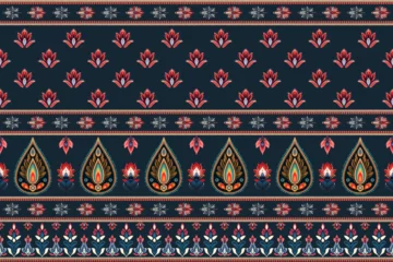 Papier Peint photo Style bohème Abstract ethnic pattern flower design. Aztec fabric boho mandalas textile wallpaper. Tribal native motif African American sari elegant embroidery vector background 