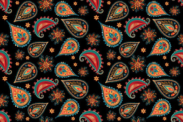 Abstract ethnic pattern flower design. Aztec fabric boho mandalas textile wallpaper. Tribal native motif African American sari elegant embroidery vector background 