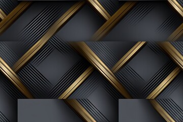 Nuances métalliques noires et dorées de luxe abstraites simplistes avec fond doré à bords dorés. IA générative, IA - obrazy, fototapety, plakaty