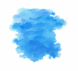 Abstract watercolor aquarelle hand drawn blue art paint on white