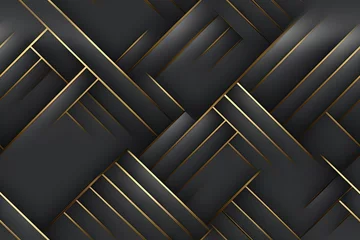 Fototapeten Nuances métalliques noires et dorées de luxe abstraites simplistes avec fond doré à bords dorés. IA générative, IA © Merilno
