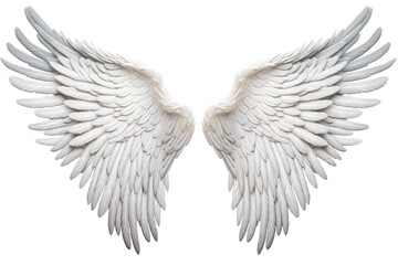 Obraz premium Realistic angel wings. White wing, isolated on a transparent background. PNG, cutout, or clipping path.