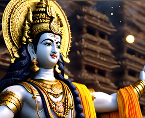 Vishnu: The Preserver Deity in Hindu Mythology. generative AI
