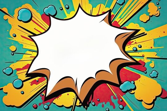 Abstract colorful comic book background with empty speech bubble