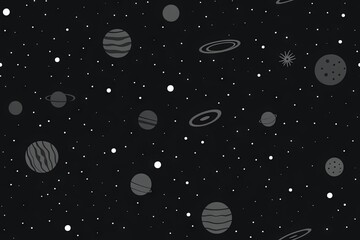 Espace abstrait simpliste, univers, arri&egrave;re-plan pour enfants &agrave; motif harmonieux de galaxie. Id&eacute;al pour le papier peint des chambres d'enfants. IA g&eacute;n&eacute;rative, IA