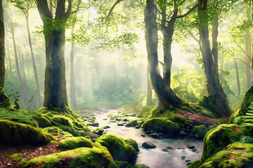 Obraz premium Nature landscape background by Generative AI