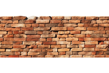 red brick wall and fence, isolated on a transparent background. PNG, cutout, or clipping path.	
