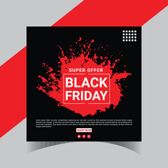 Black Friday Social Media Post Banner Template. Black Friday sale discount social media post template
