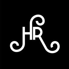 HR letter logo design on black background. HR creative initials letter logo concept. HR letter design. HR white letter design on black background. H R, h r logo