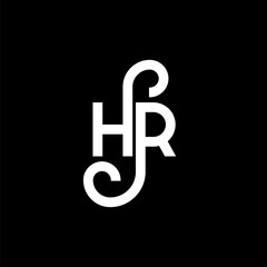 HR letter logo design on black background. HR creative initials letter logo concept. HR letter design. HR white letter design on black background. H R, h r logo