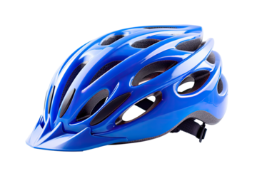 blue bicycle helmet, head safety PNG, cutout, or clipping path, isolated on a transparent background.	
