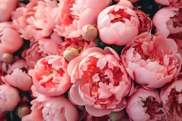 peachy peonies close up background