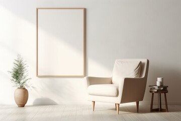 armchair in a room, interior mockup, living room mock-up, modern beige room mock up, empty wall mock-up, blank wall mockup, cosy chair mockup