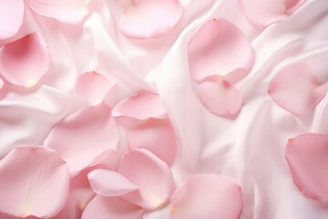 Obraz premium pink satin, silk fabric with rose petals texture background