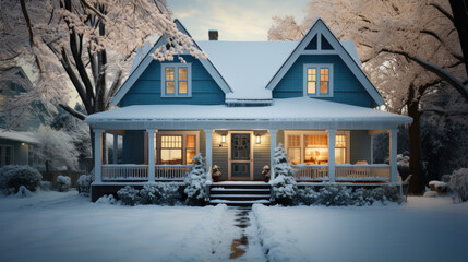 A snowed in house in winter - obrazy, fototapety, plakaty