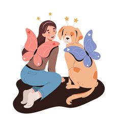 Person with dog vector