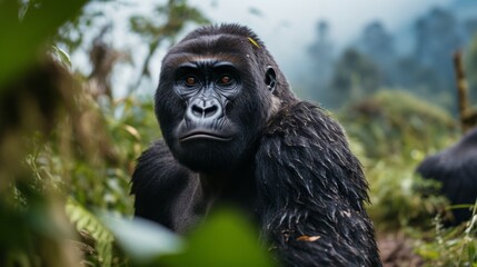 Fototapeta premium Endangered Mountain Gorilla Close-Up