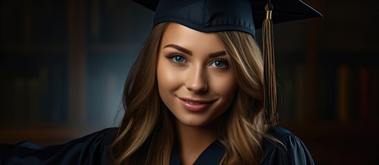 A young female graduate holding a degree