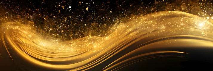 Foto op Plexiglas Gold glitter shiny swirl background, backdrop template, generative ai © pawczar