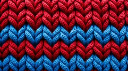 Fototapeta na wymiar Surface en tricot rouge et bleu