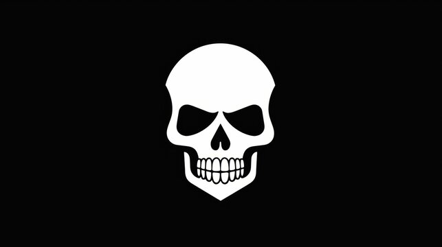 white skull illustration on black background