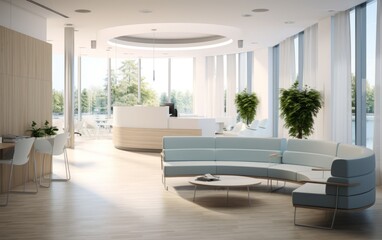 Modern office lobby interior. 3d rendering mock up toned image