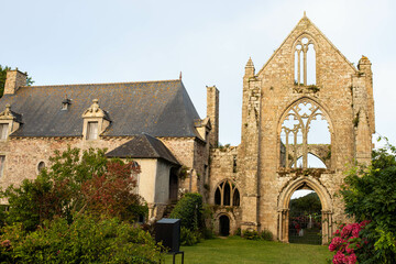 The main facade of Beauport Abbey, located in Paimpol, France.