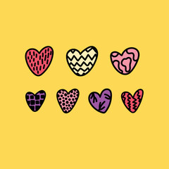 Valentine postcard, vector, in 90s style, doodle, 14 February