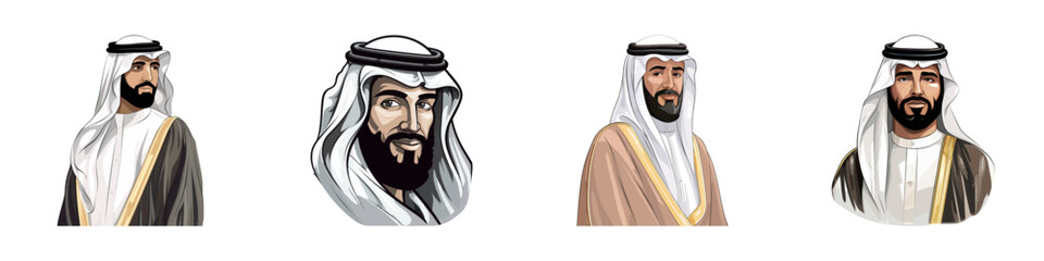 Cartoon Arab sheikh isolated on a white background. Vector illustration